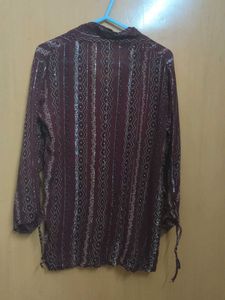 Vintage Maroon &amp; Silver Blouse