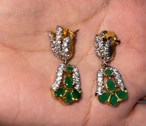 Green And White Stone  Earrings