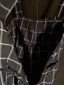 Checkered Suspender Wide-Leg Jumpsuit