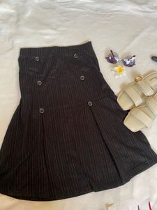 Striped Button Skirt