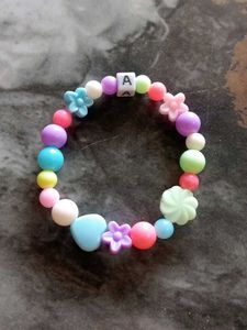 Colorful 'A' Initial Bead Bracelet