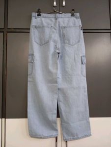 339. Light Wash Denim Cargo Pants