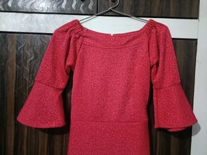 Red Midi Dress Bell Sleeves