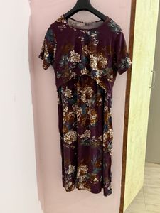 Floral Print Midi Dress (Size L)
