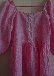 Pink Printed Peplum Top