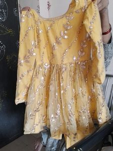 Yellow Dress With Plazo