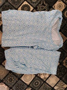 Blue Printed Night Suit Set