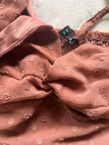 Brown Sheer One-Sleeve Crop Top