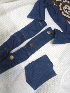 Denim Detail Knit Sweater