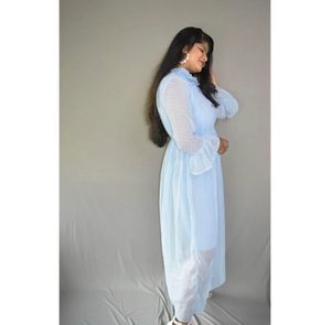 Blue Swiss Dot Maxi Dress