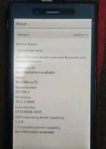 Blackberry Z3 phone