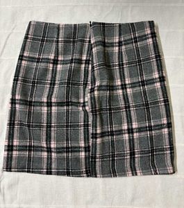 Grey Plaid Mini Skirt