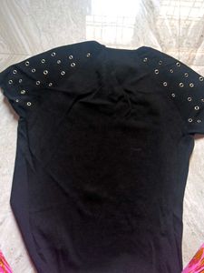 Black Square Neck Top