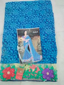 Elegant Blue Floral Saree