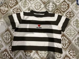Striped Crop Top with Heart Patch – Casual & Cute