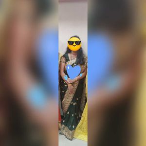 Emerald Green Embroidered Saree