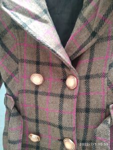 BROWN CHECKERED LONG JACKET