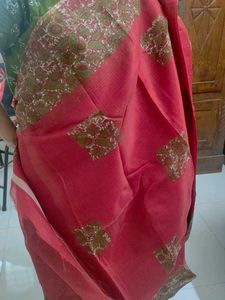 Printed Red Cotton Saree