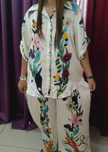 Abstract Print satin Cord Set