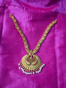 Gold Plated Peacock Pearls Haram And Earrings