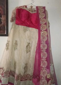 Women's Rose And cream Lengha choli