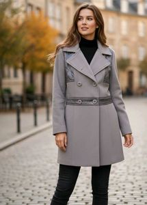 Elegant Grey Double-Breasted Coat