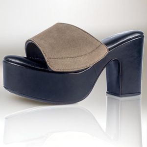 Black Platform Block Heels With Multistyling Strap