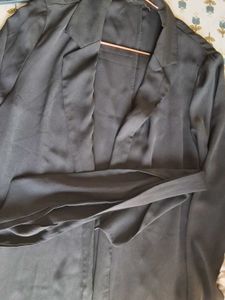 Casual Black Blazer With A Belt