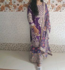 Purple Floral Embroidered Salwar Kameez