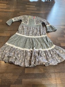 Grey Ethnic Gown For 9 To 10 Years Girl