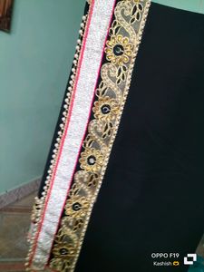 Partywear Black Saree With Heavy Border