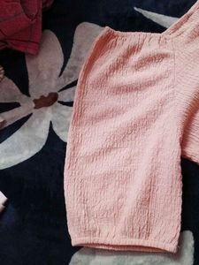 Cute Peach Flutter Sleeve Top