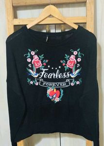 Embroidered 'Fearless Forever' Pullover size-48