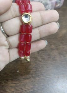 Red &amp; Pearl Beaded Bracelet