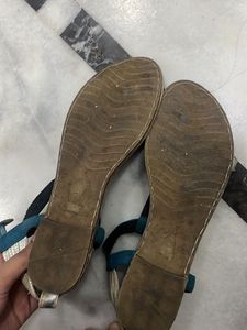 Blue And Silver Party Wear Sandals