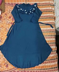 Cute Polka Dot Dress with net neck