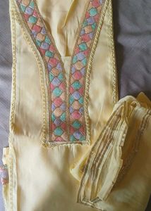 Cotton Silk- Light Yellow Unstitched NEW Suit 🌼