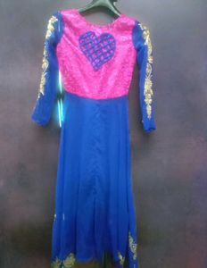 Royal Blue &amp; Hot Pink Embroidered Gown