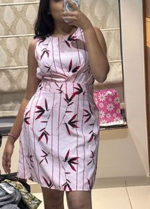 Pink Floral Print Dress, SIZE - S