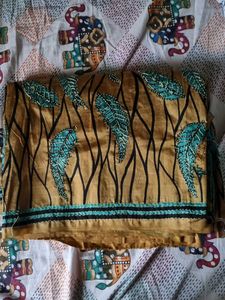 Gold And Blue Saree