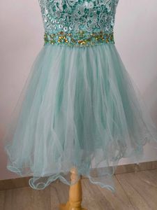 Mint Green Lace Tulle Party Dress
