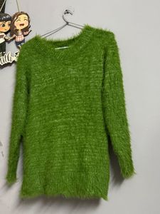 Green Fuzzy Knit Sweater