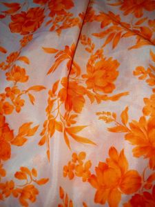 Orange Floral Print Soft Silk Saree