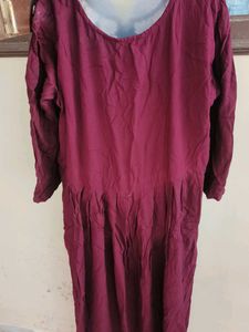 Maroon Embroidered Kurta Dress
