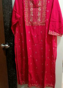 Dark Pink Embroidered Kurta