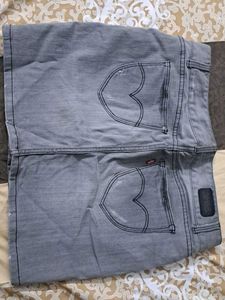 Gray Denim Mini Skirt