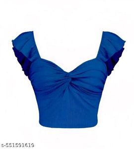Blue Ruffle Crop Top