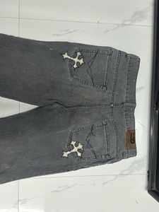 Custom Bleach Painting Baggy Grey Washed Jeans
