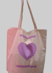 Heart Print Canvas Tote Bag