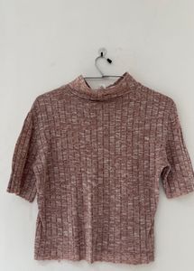 Mauve Ribbed Knit Top